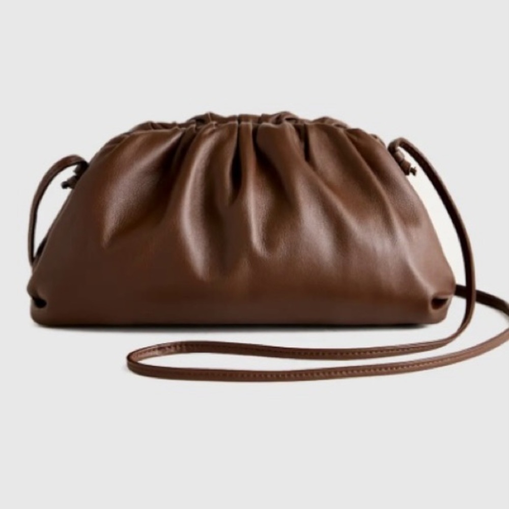 Quince Italian Leather Pouch Crossbody Clutch Deep Brown NWT